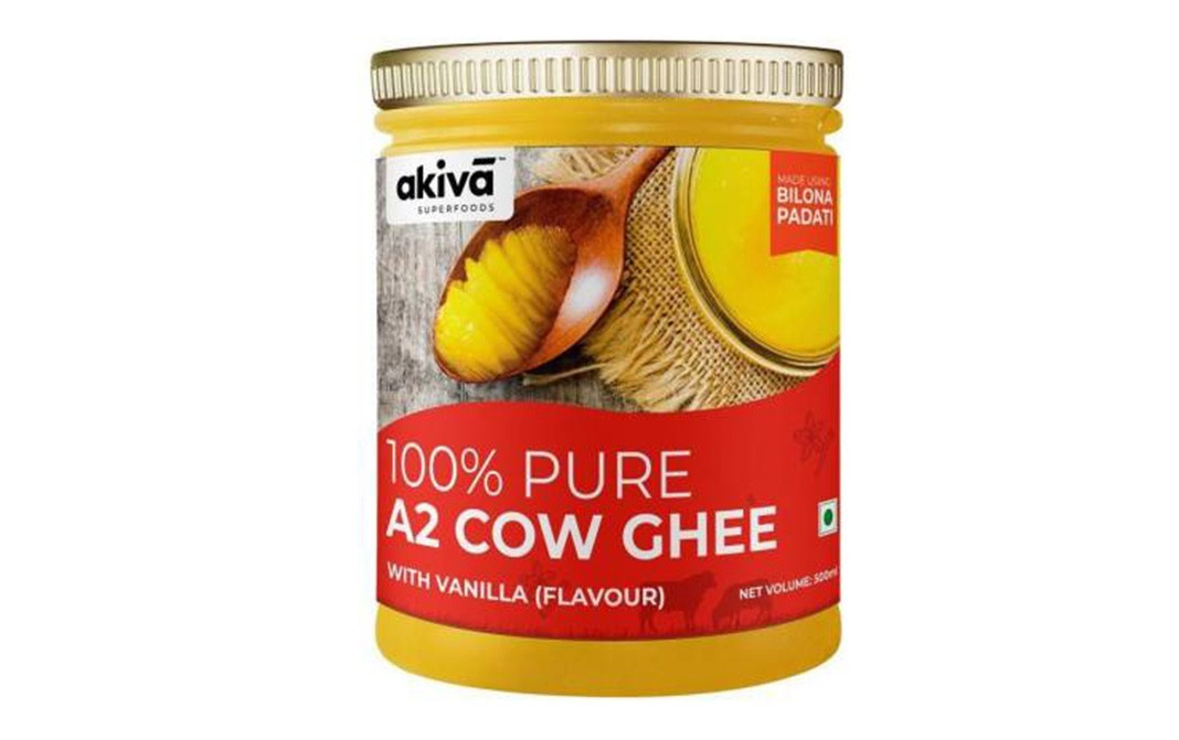 Akiva 100% Pure A2 Cow Ghee With Vanilla (Flavour)    Plastic Jar  500 millilitre